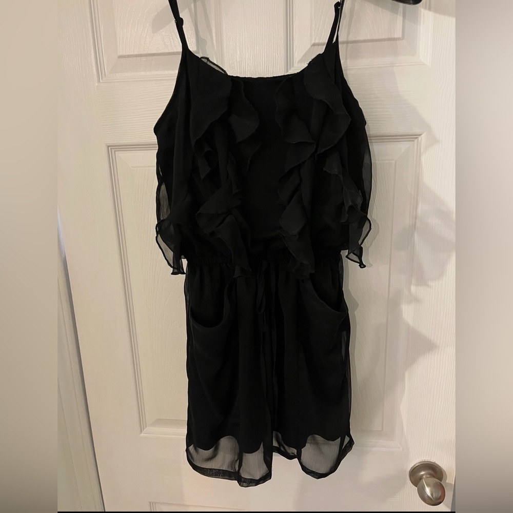 2/$20 - Ya Black Silk Blend Sleeveless Short Dress - Silky Feel with pockets - S - Picture 3 of 6